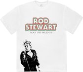 Rod Stewart Heren Tshirt -L- Rock The Holidays Wit