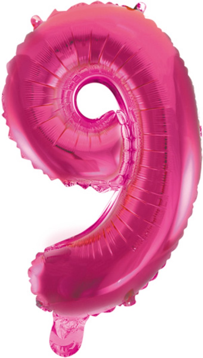 Folie Ballon Cijfer 9 Roze 41 cm