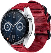 Nylon Smartwatch bandje - Geschikt voor  Huawei Watch GT 3 46mm nylon gesp band - rood - 46mm - Strap-it Horlogeband / Polsband / Armband