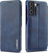 Luxe Telefoonhoesje voor Samsung Galaxy S22 | Hoogwaardig Leren Bookcase | Luxe Uitstraling | Flip Case | Portemonnee | Blauw