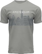 Fox Originals Canal Front Amsterdam T-shirt Heren & Dames Katoen Zinc Grijs Maat XXL