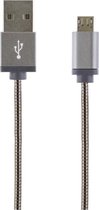 STREETZ IPLH-277 USB naar Micro-USB metalen kabel - 1 meter - Space Grey