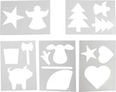 Sjablonen -Tekensjablonen Kerst - Kerstbomen, Engelen, Ster, Hartje - 21x29,7cm - A4 - 5 stuks
