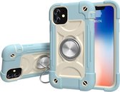 Schokbestendige siliconen + pc-beschermhoes met dubbele ringhouder voor iPhone 11 Pro (ijsblauw)