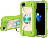 Schokbestendige siliconen + pc-beschermhoes met dubbele ringhouder voor iPhone 6 Plus/6s Plus/7 Plus/8 Plus (guave)