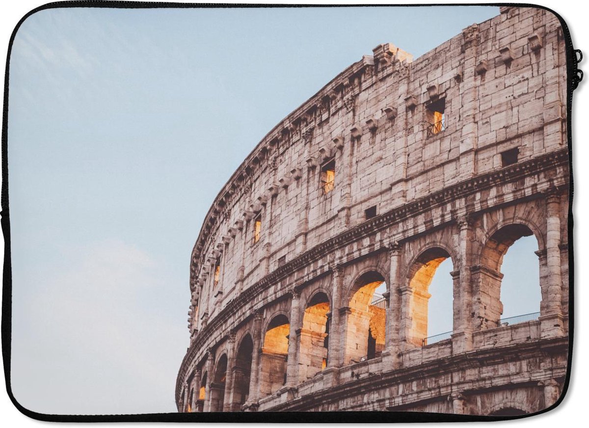 Laptophoes 14 inch 36x26 cm - Minimalistisch - Macbook & Laptop sleeve Colosseum in Rome - Laptop hoes met foto