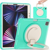 Schokbestendige TPU + pc-beschermhoes met 360 graden rotatie opvouwbare handgreephouder en pensleuf voor iPad Pro 12.9 2021 (mintgroen)