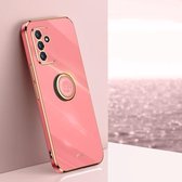 Voor Samsung Galaxy A82 5G XINLI Rechte 6D Plating Gouden Rand TPU Shockproof Case met Ring Houder (Meidoorn Rood)