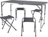 Ensemble de table de camping Camp Active - Table de camping avec 4 Tabourets - Pliable - Léger - Compact - Robuste - Grijs