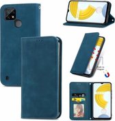 Voor OPPO Realme C21 Retro Skin Feel Business Magnetische Horizontale Flip Leather Case Met Houder & Kaartsleuven & Portemonnee & Fotolijst (Blauw)