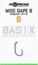 Korda Basix Wide Gape - Barbless - Haak - Maat 8 - Grijs
