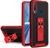 Voor vivo Y17 / Y12 / Y15 / Y11 Dual-color Skin Feel TPU + PC Magnetische schokbestendige hoes met onzichtbare houder (rood)