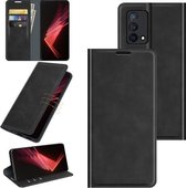 Voor OPPO K9 Retro-skin Business Magnetische Suction Leather Case met Houder & Kaartsleuven & Portemonnee (Zwart)