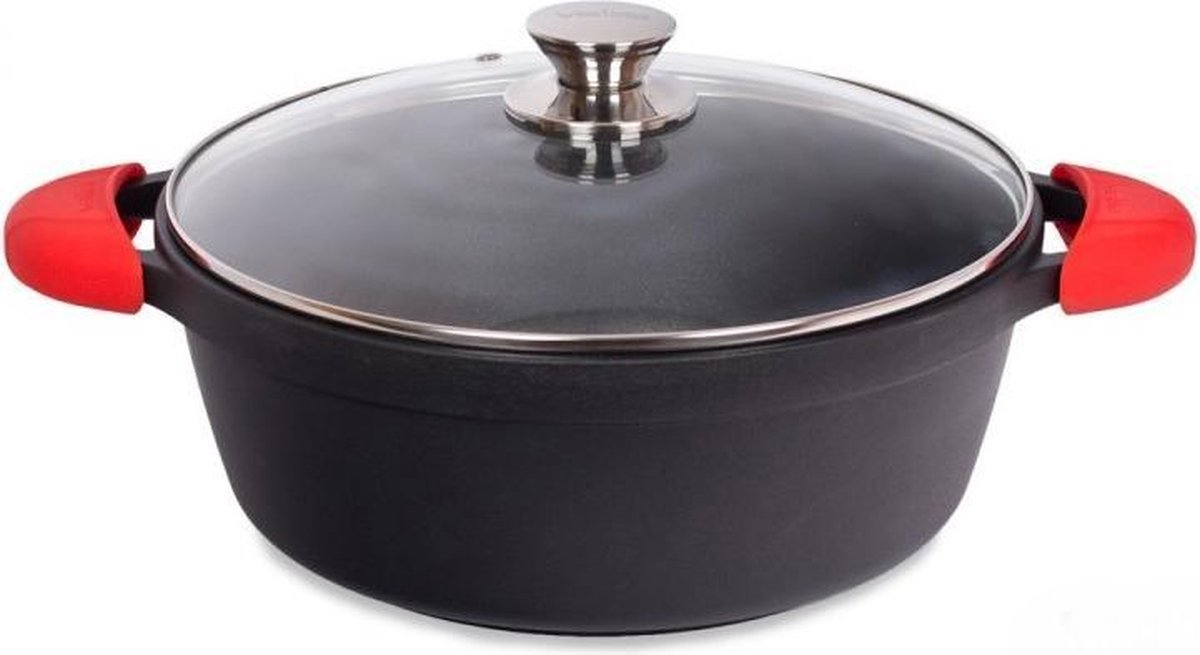 Valira Black Induction Braad-, Kookpan ø 24cm met Deksel - Extra Harde Coating, 100% PFOA vrij