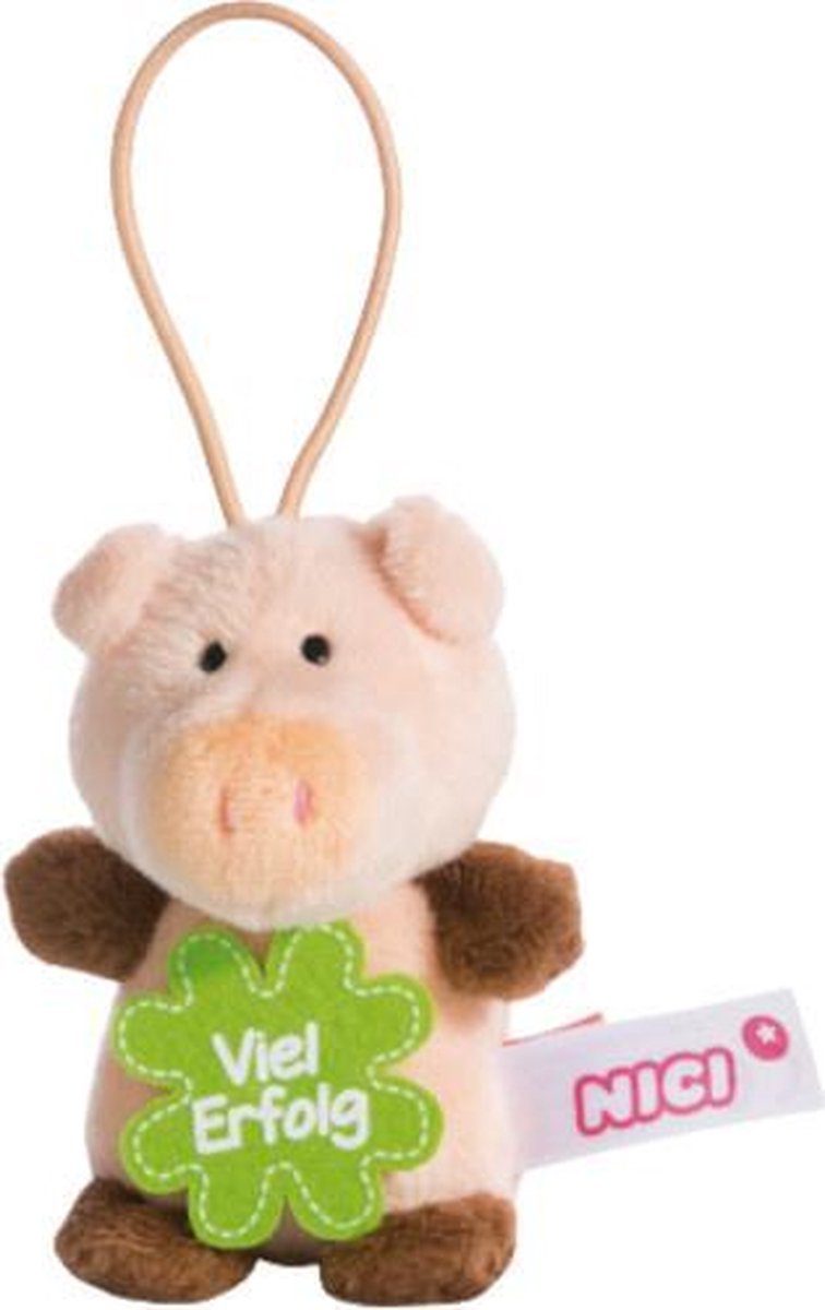 Nici Sleutelhanger Varken 8 Cm Roze/groen/bruin