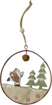 kersthanger met kerstman 22 cm hout bruin/groen/rood