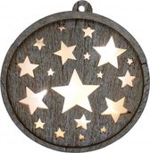 kerstdecoratie Sterren led 12 cm hout bruin