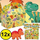 Decopatent® Uitdeelcadeaus 12 STUKS Dinosaurus Traktatie / Uitdeel Doosjes - Voor Traktatie Uitdeelcadeautjes voor kinderen - Menubox