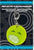 reflectie sleutelhanger Happy unisex neongeel