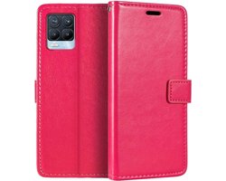 Bookcase Geschikt voor: Realme 8 Pro - Roze - portemonee hoesje
