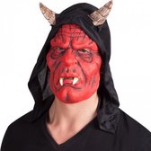gezichtsmasker duivel latex rood/zwart one-size