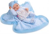babypop Newborn meisjes 45 cm vinyl/wol blauw 4-delig