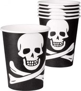 bekertjes piraat 25 cl karton zwart/wit 6 stuks