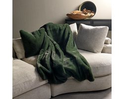 Dutch Decor - ZINZI - plaid 140x180 cm - bontlook - effen kleur - Mountain View - groen