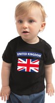 United Kingdom baby shirt met vlag zwart jongens en meisjes - Kraamcadeau - Babykleding - Verenigd Koninkrijk landen t-shirt 74 (5-9 maanden)
