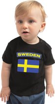 Sweden baby shirt met vlag zwart jongens en meisjes - Kraamcadeau - Babykleding - Zweden landen t-shirt 62 (1-3 maanden)