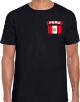 Peru t-shirt met vlag zwart op borst voor heren - Peru landen shirt - supporter kleding S