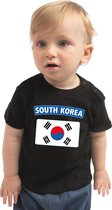 South-Korea baby shirt met vlag zwart jongens en meisjes - Kraamcadeau - Babykleding - Zuid-Korea landen t-shirt 68 (3-6 maanden)