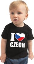 I love Czech baby shirt zwart jongens en meisjes - Kraamcadeau - Babykleding - Tsjechie landen t-shirt 62 (1-3 maanden)
