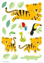 muurstickers Jungle junior 50 cm vinyl groen/geel