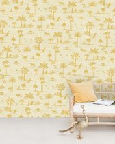 Jungle Silhouette Yellow Behang Mural - Behangpapier Slaapkamer - 400cm x 280cm - Mat Vliesbehang - Creative Lab Amsterdam