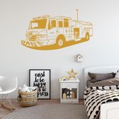 Muursticker Brandweer Auto -  Goud -  160 x 92 cm  -  baby en kinderkamer - Muursticker4Sale