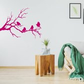 Muursticker Vogels Op Tak -  Roze -  60 x 45 cm  -  slaapkamer  woonkamer  dieren - Muursticker4Sale