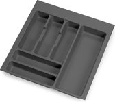 Emuca Bestekbak Optima voor keukenladen Vertex/Concept 500, unit 500 mm, Planken 16mm, Kunststof, antraciet grijs