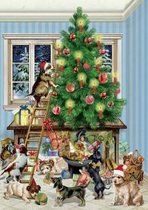 Dogs Decorating Tree Greeting Card (GCX 889)