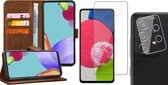 Hoesje geschikt voor Samsung Galaxy A52s - Book Case Leer Wallet - Bruin - Met Screenprotector en Camera Screen Protector
