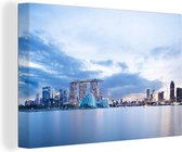 Canvas Schilderij Skyline - Water - Singapore - 30x20 cm - Wanddecoratie