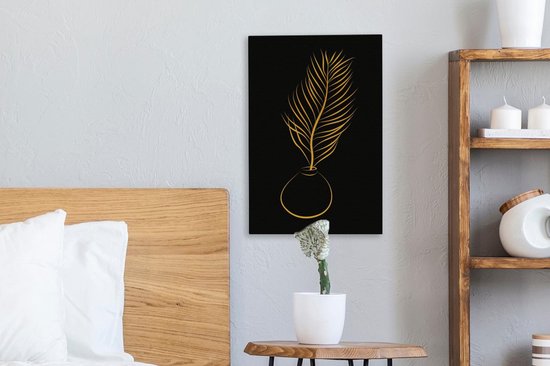 Pot de peinture sur toile - Plante - Line au trait - Goud - 20x30 cm - Décoration murale