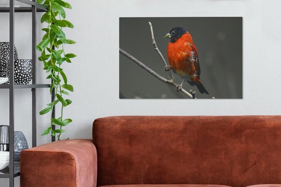 Toile Peinture Vogel - Rouge - Branche - 60x40 cm - Décoration murale