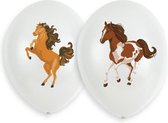 ballonnen Beautiful Horses 27 cm latex wit 6 stuks