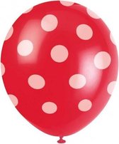 ballonnen gestippeld rood/wit 30 cm 6 stuks