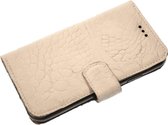 Made-NL vijf pasjes (Samsung Galaxy A51) book case gebroken wit Krokodillenprint leer