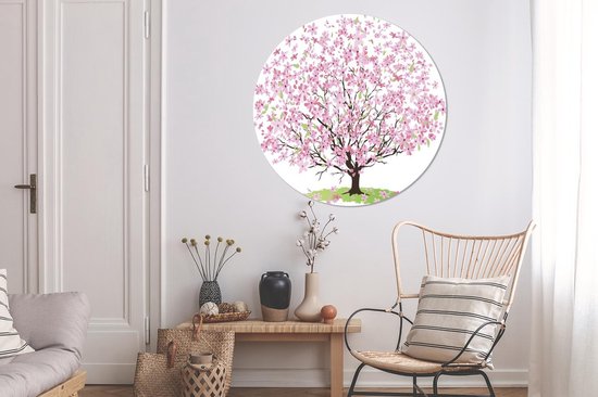 WallCircle - Peinture - Arbre Fleuri - Multicolore - 140 X 140 Cm