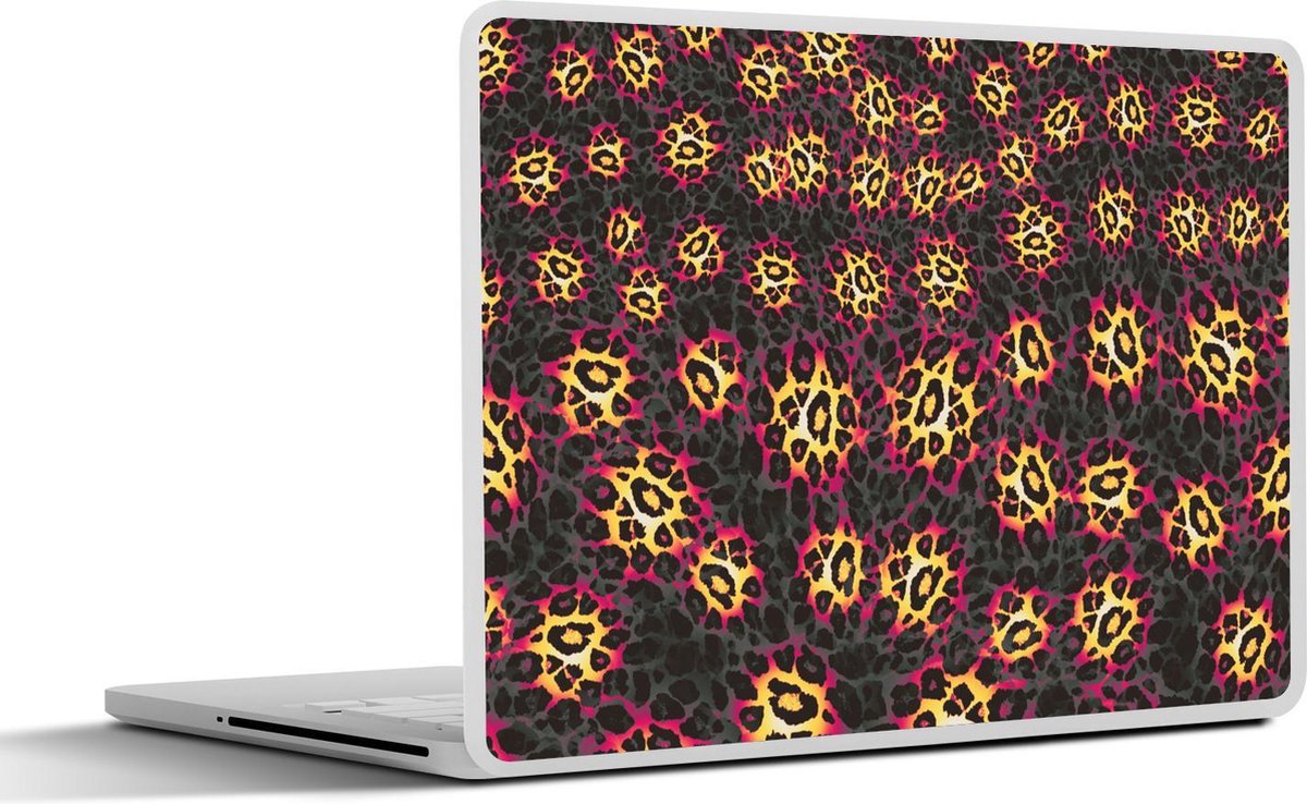 Laptop sticker - 10.1 inch - Panterprint - Design - Geel - Roze - 25x18cm - Laptopstickers - Laptop skin - Cover