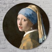 Muurcirkel ⌀ 90 cm - Meisje met de parel – Johannes Vermeer - Kunststof Forex - Mensen - Rond Schilderij - Wandcirkel - Wanddecoratie