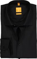 Redmond modern fit overhemd - mouwlengte 7 - zwart - Strijkvriendelijk - Boordmaat: 45/46